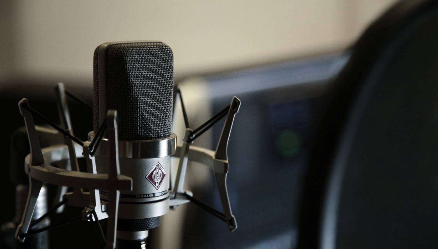 microphone in front of recording setup