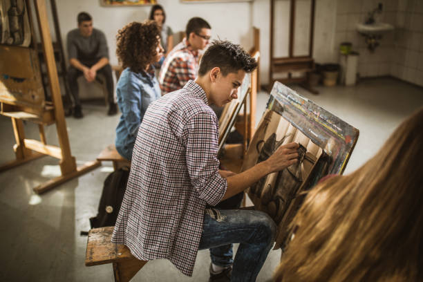 Students in a drawing class