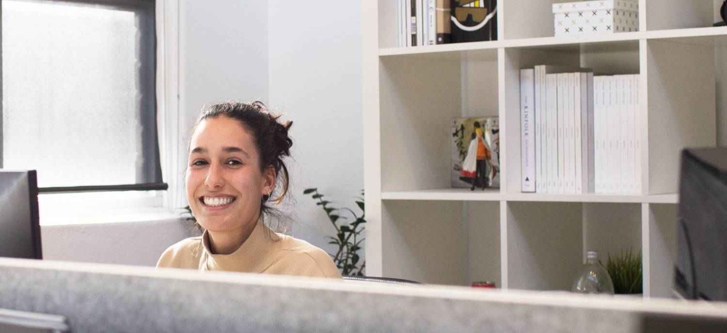 receptionist behind a front desk