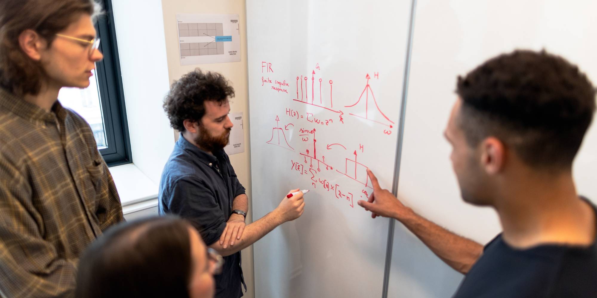 students working on an equation