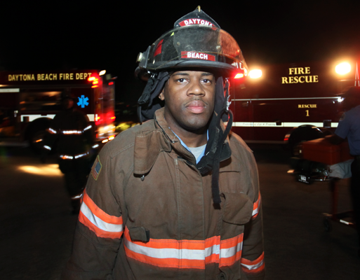 fire fighter in uniform at scene