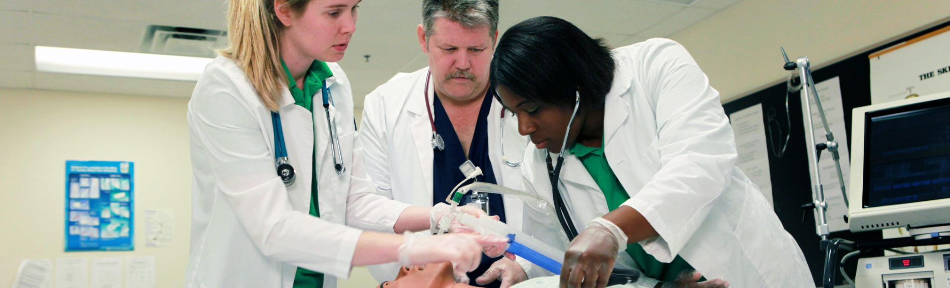 students and instructor in respiratory care class