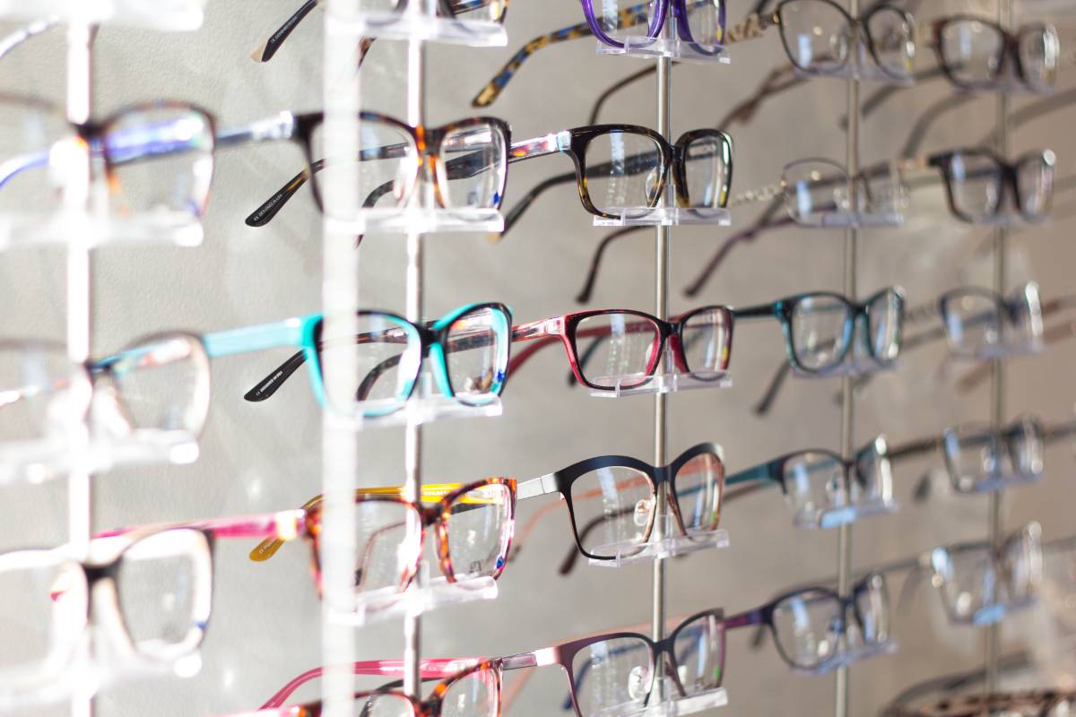 glasses on display