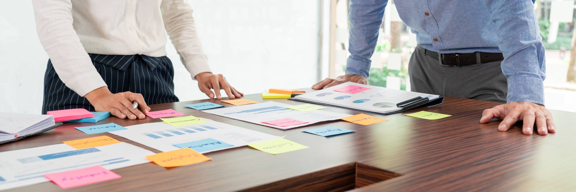 Professionals brainstorming ideas at a table