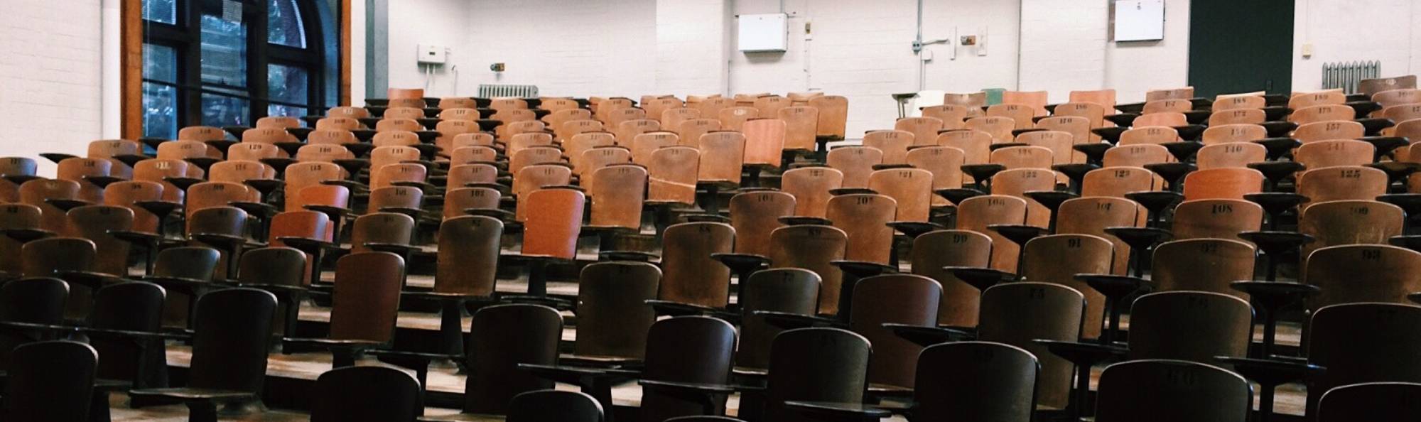 empty classroom with stadium seating