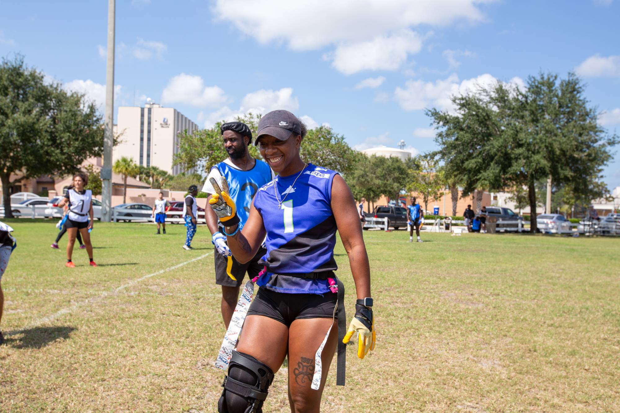 Intramural flag football players at DSC.