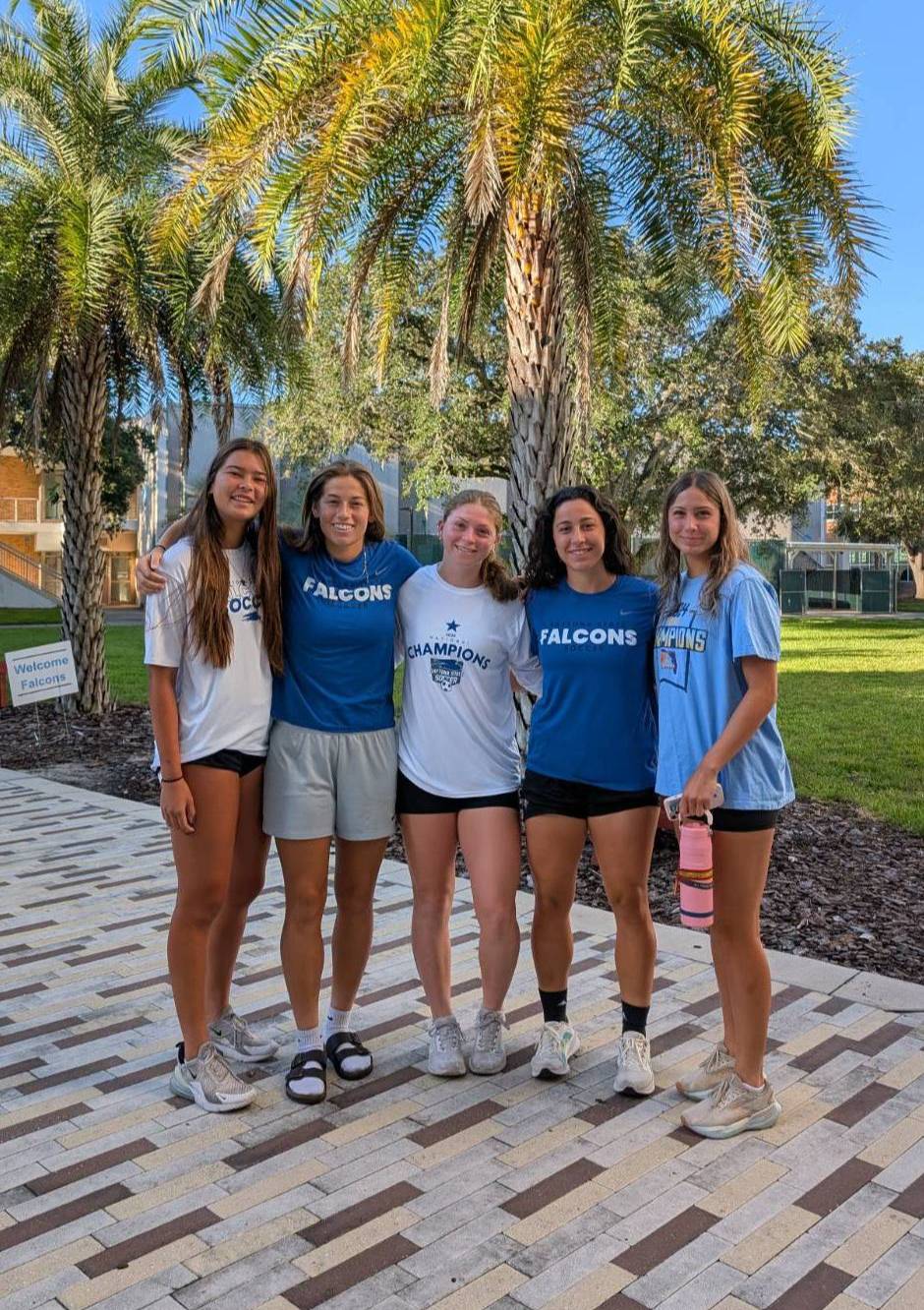 A group of student-athletes on campus. 
