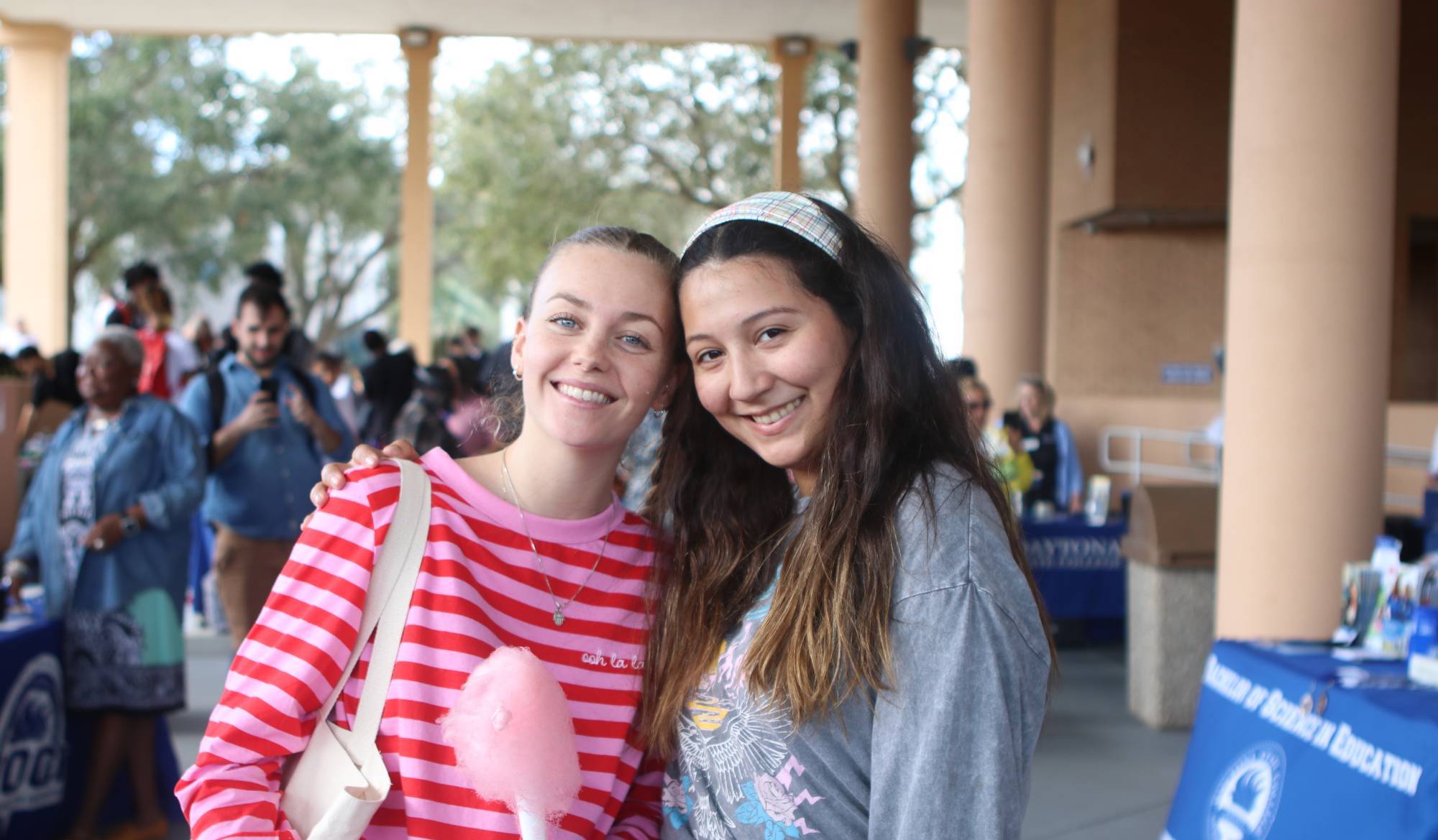 Two students enjoying an on-campus Student Life event. 