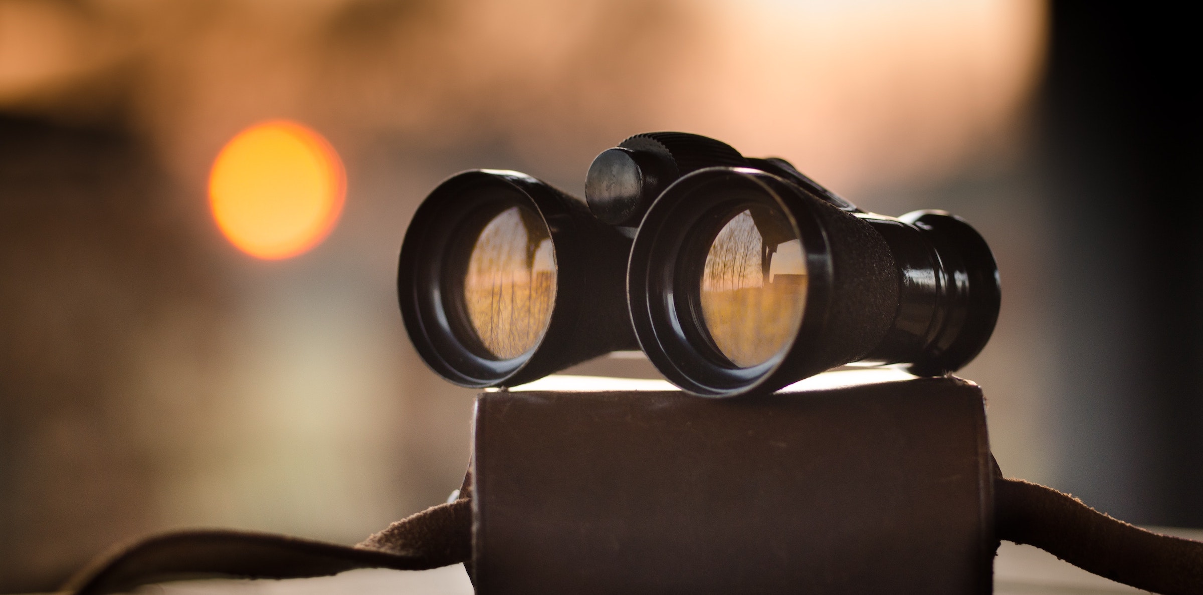 Binoculars on a book