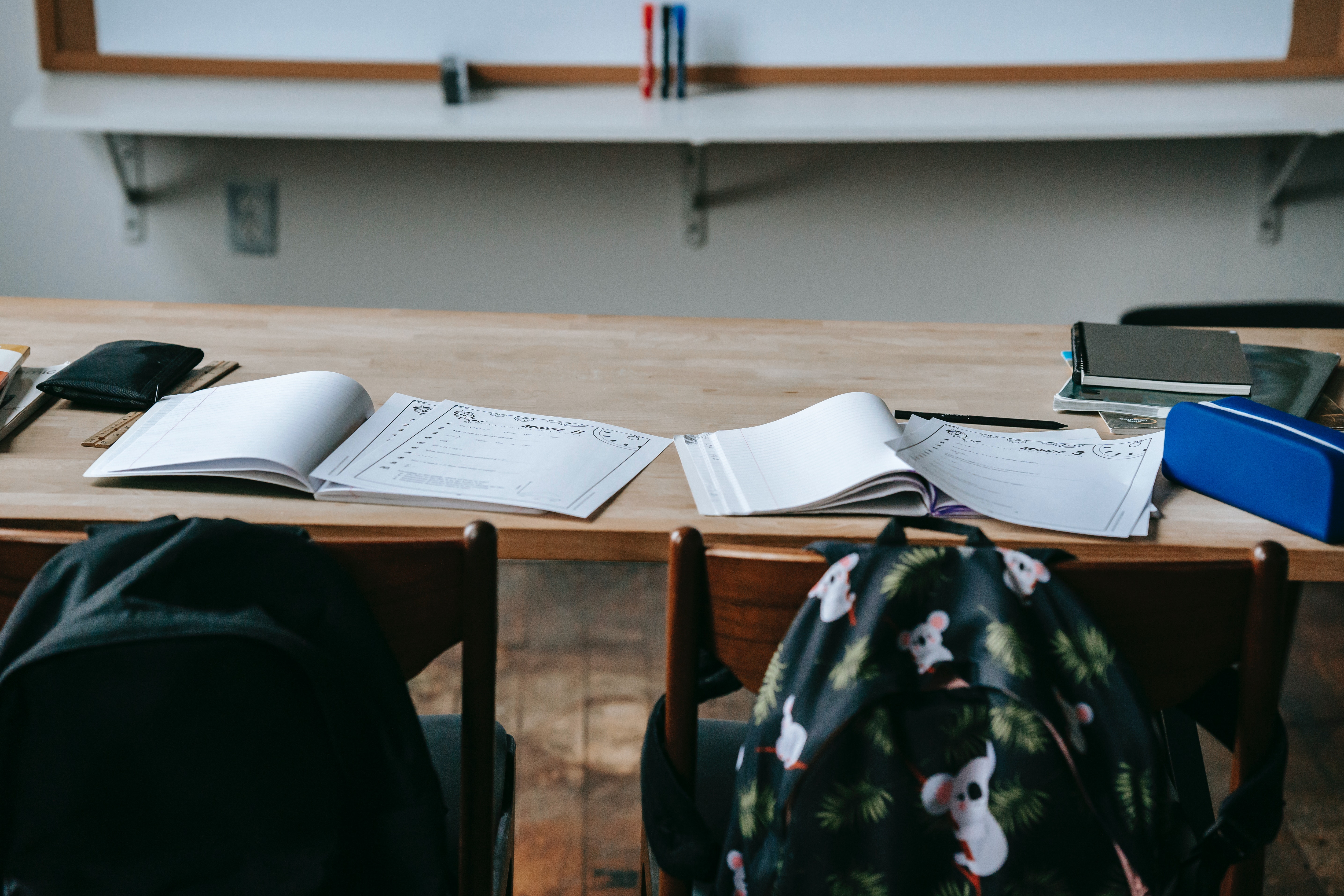 table with workbooks