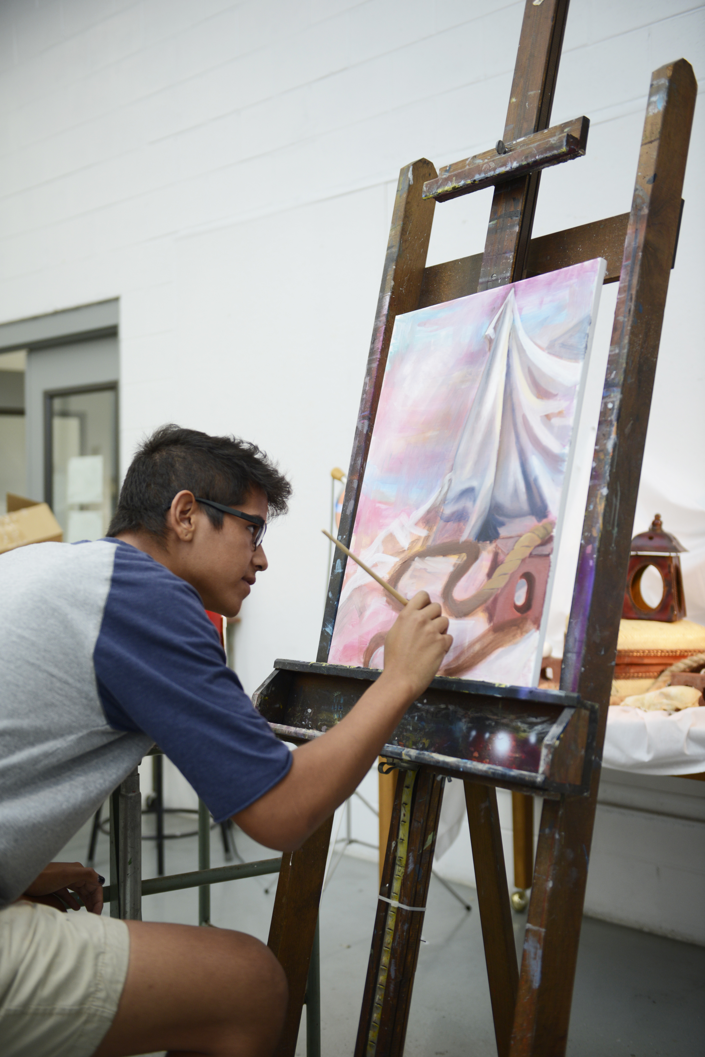Painting in studio arts class