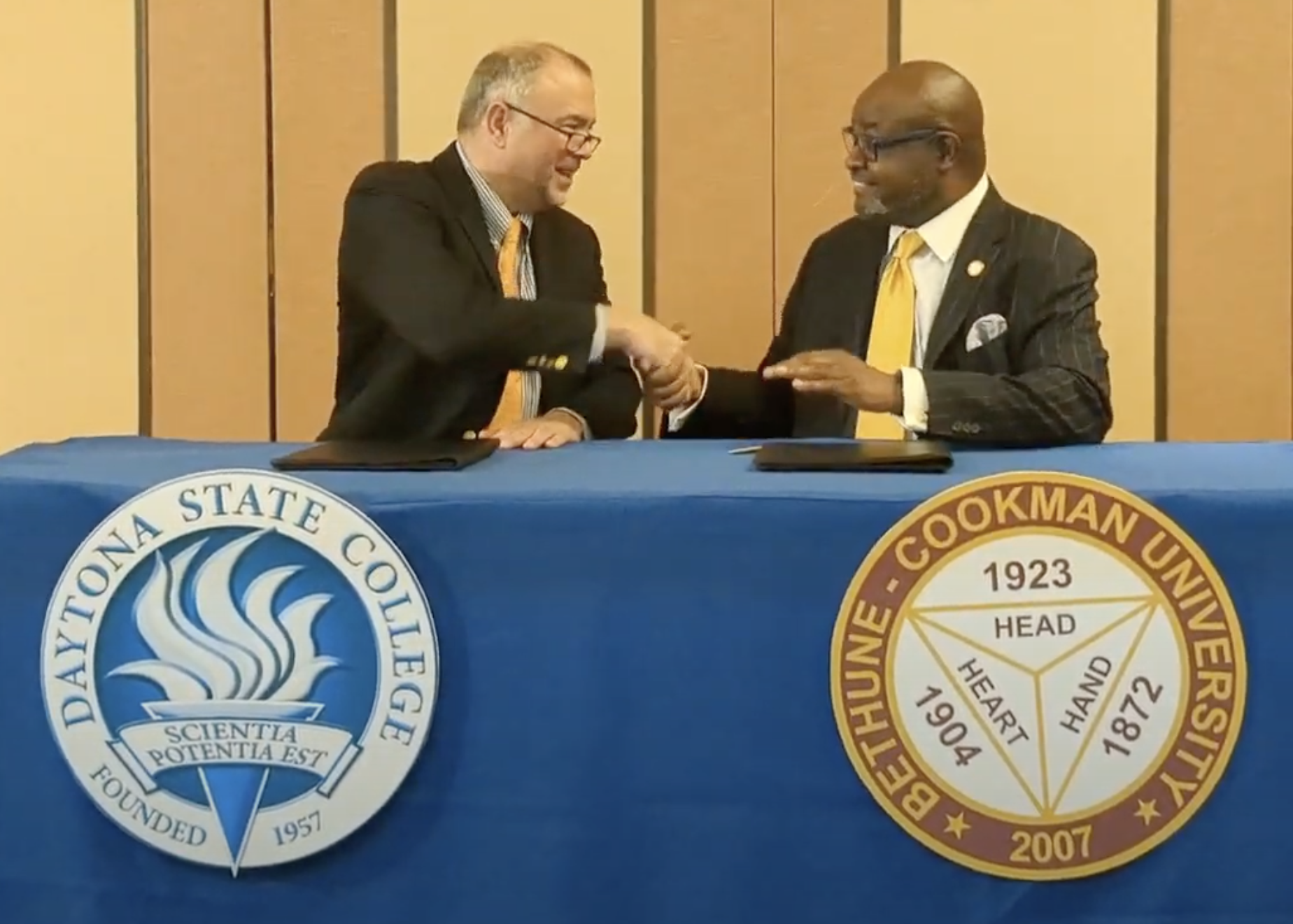 Dr. LoBasso and Dr. Drake sign historic articulation agreement