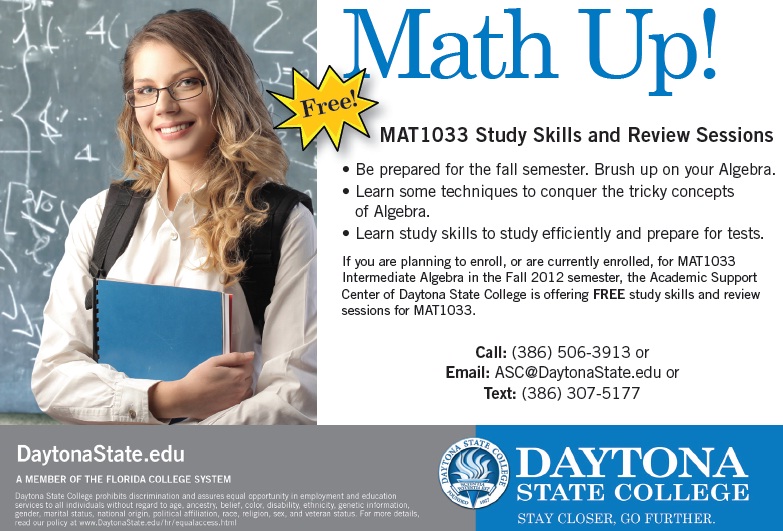 Math Up! Free study skills and review sessions