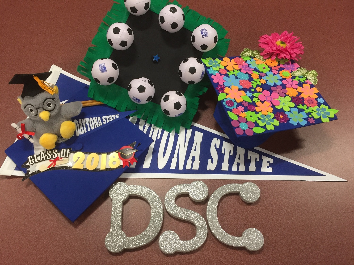 decorated grad caps for DSC Commencement 2018 - #myDSCcap