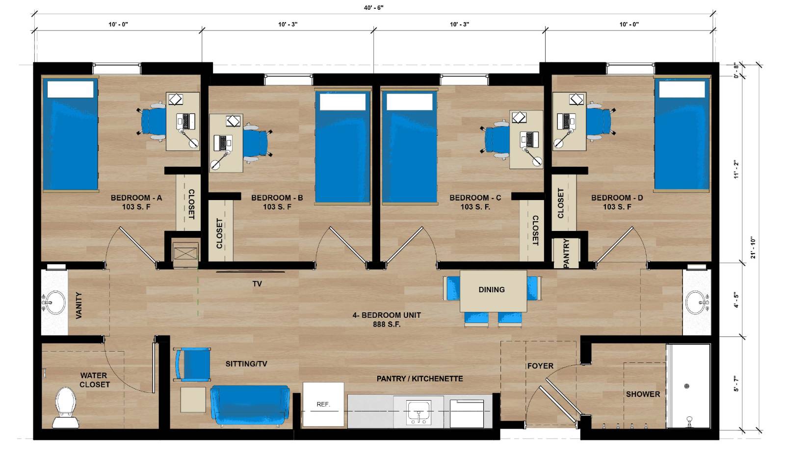 Floorplan for the new residence hall