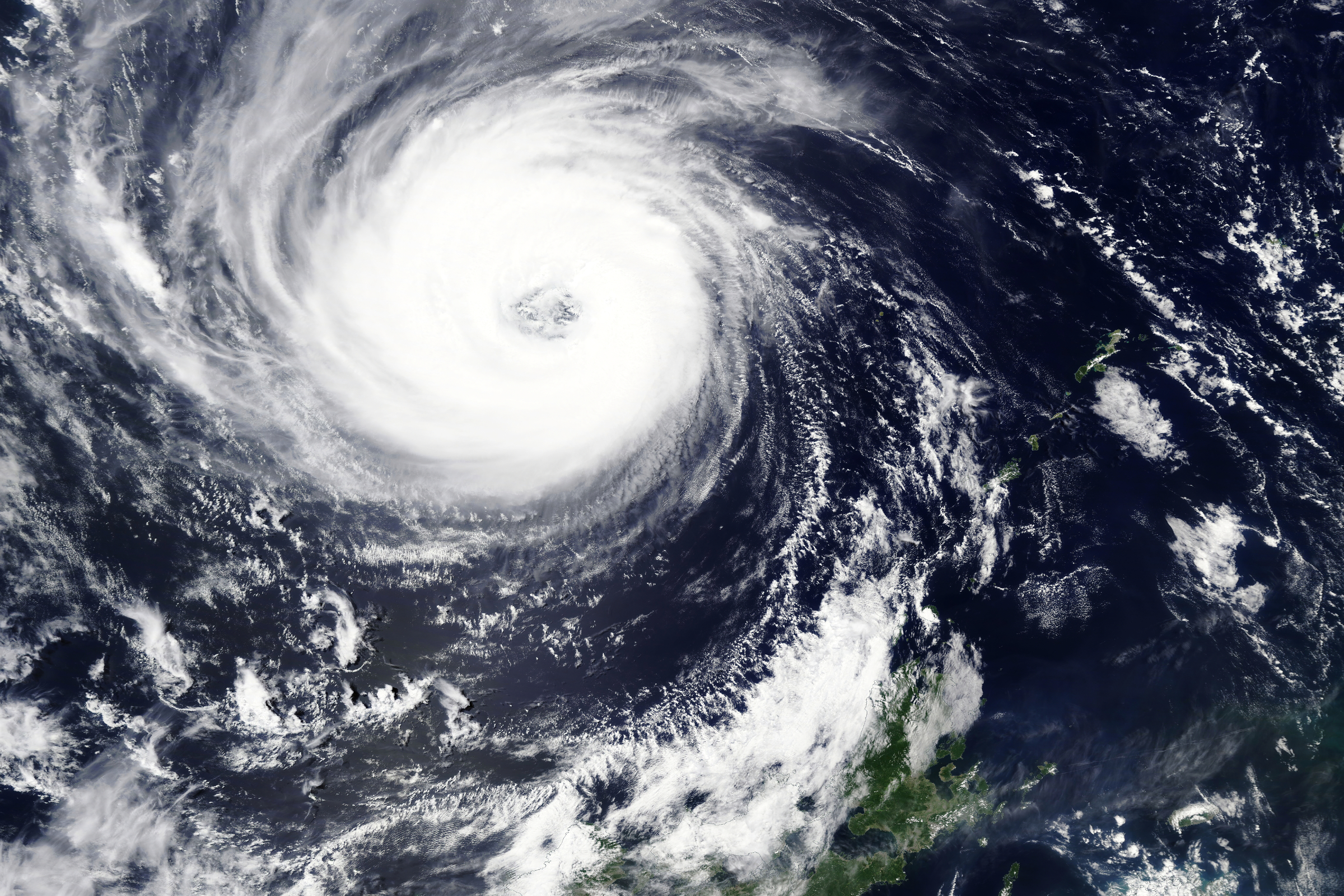Satellite photo of a hurricane. 