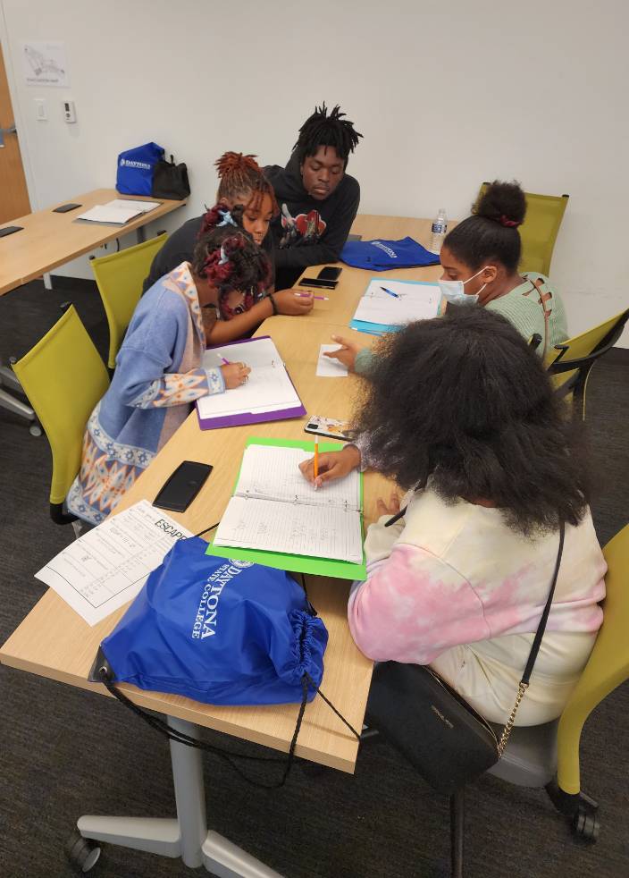 Upward bound students in class