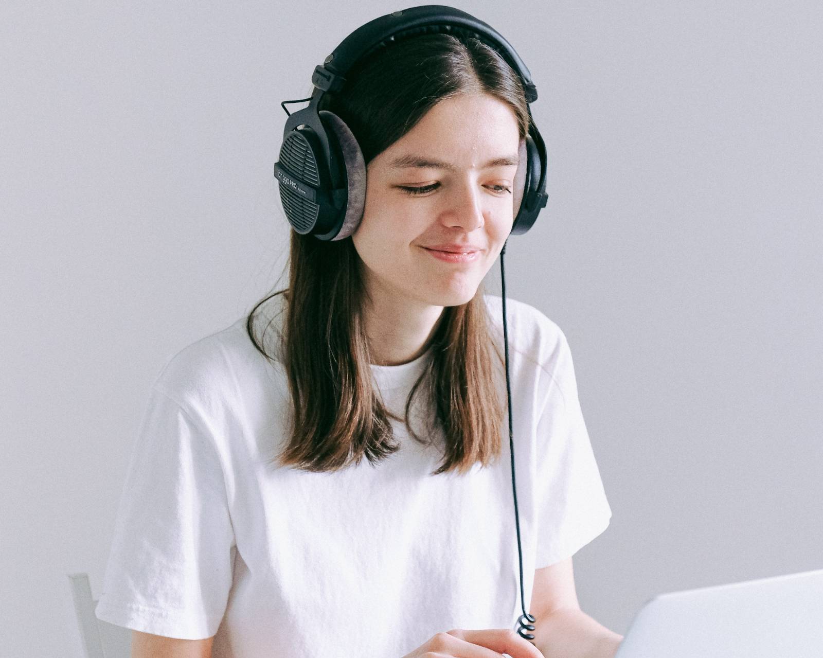 student wearing headphones