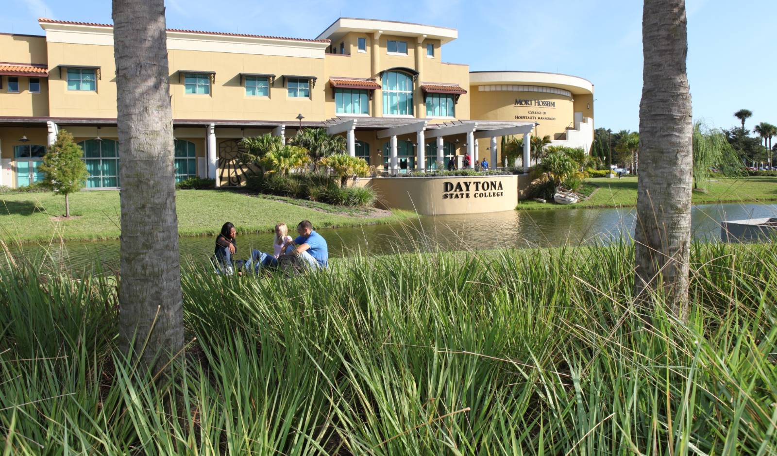 people sitting outside on the grass