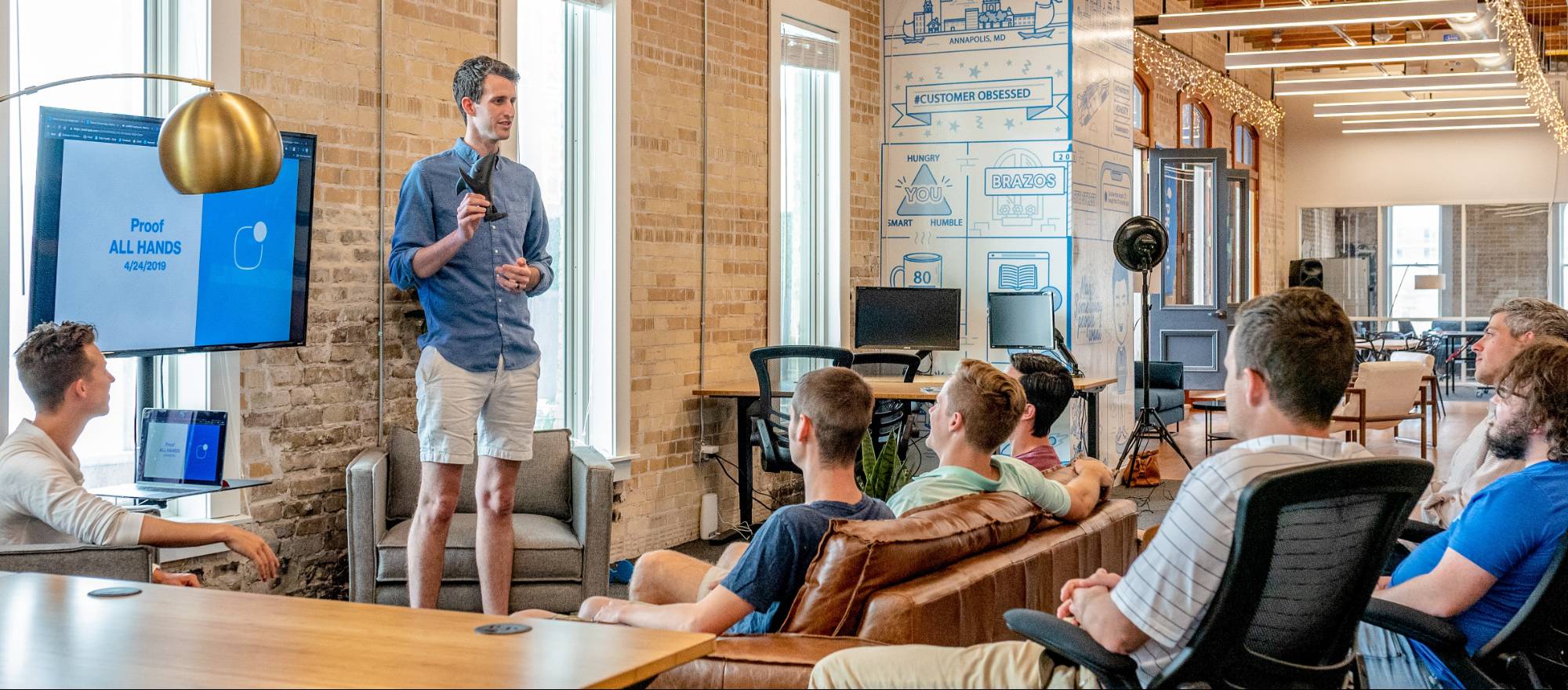 people listening to a presentation