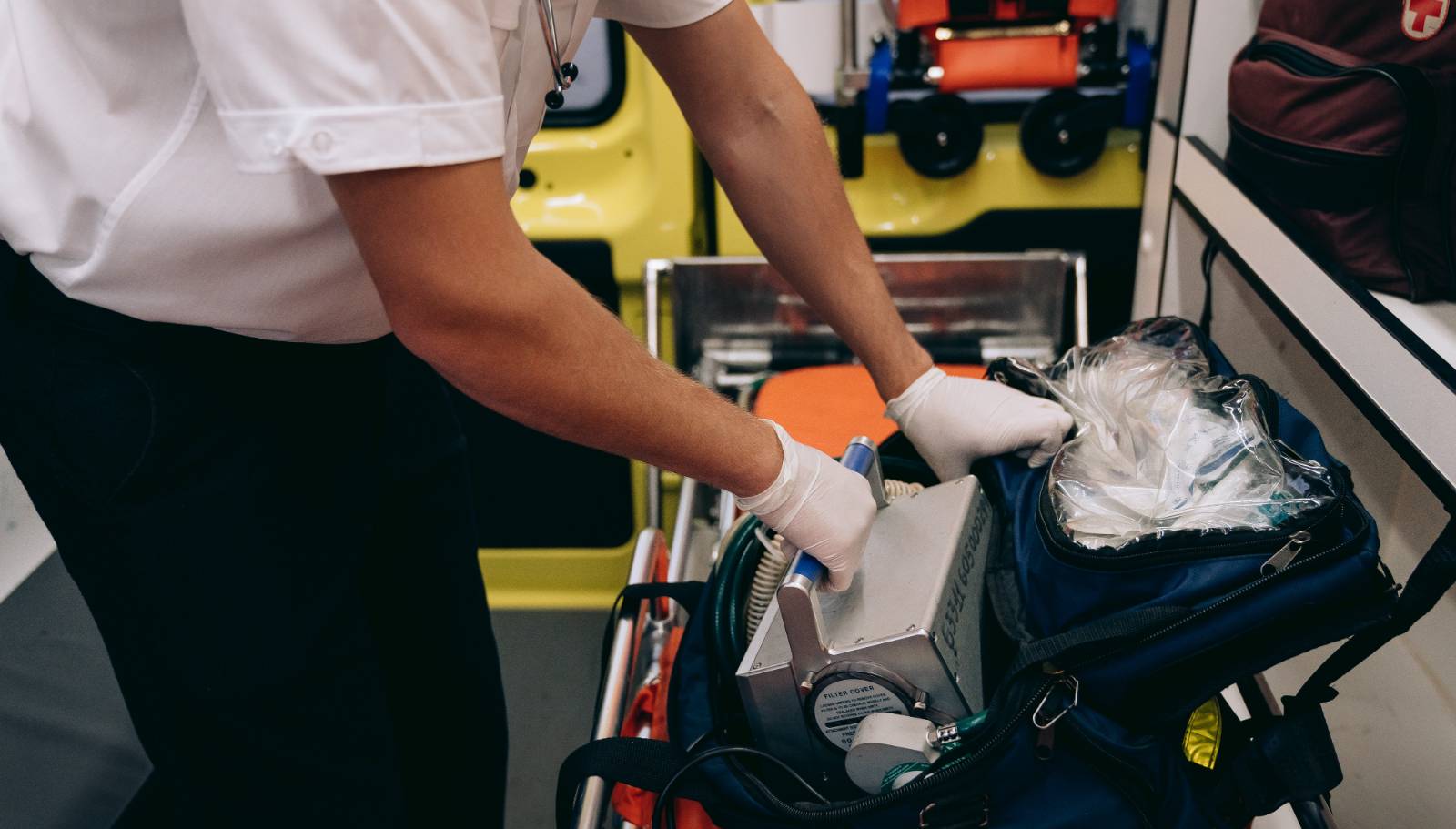 paramedic going through their bag