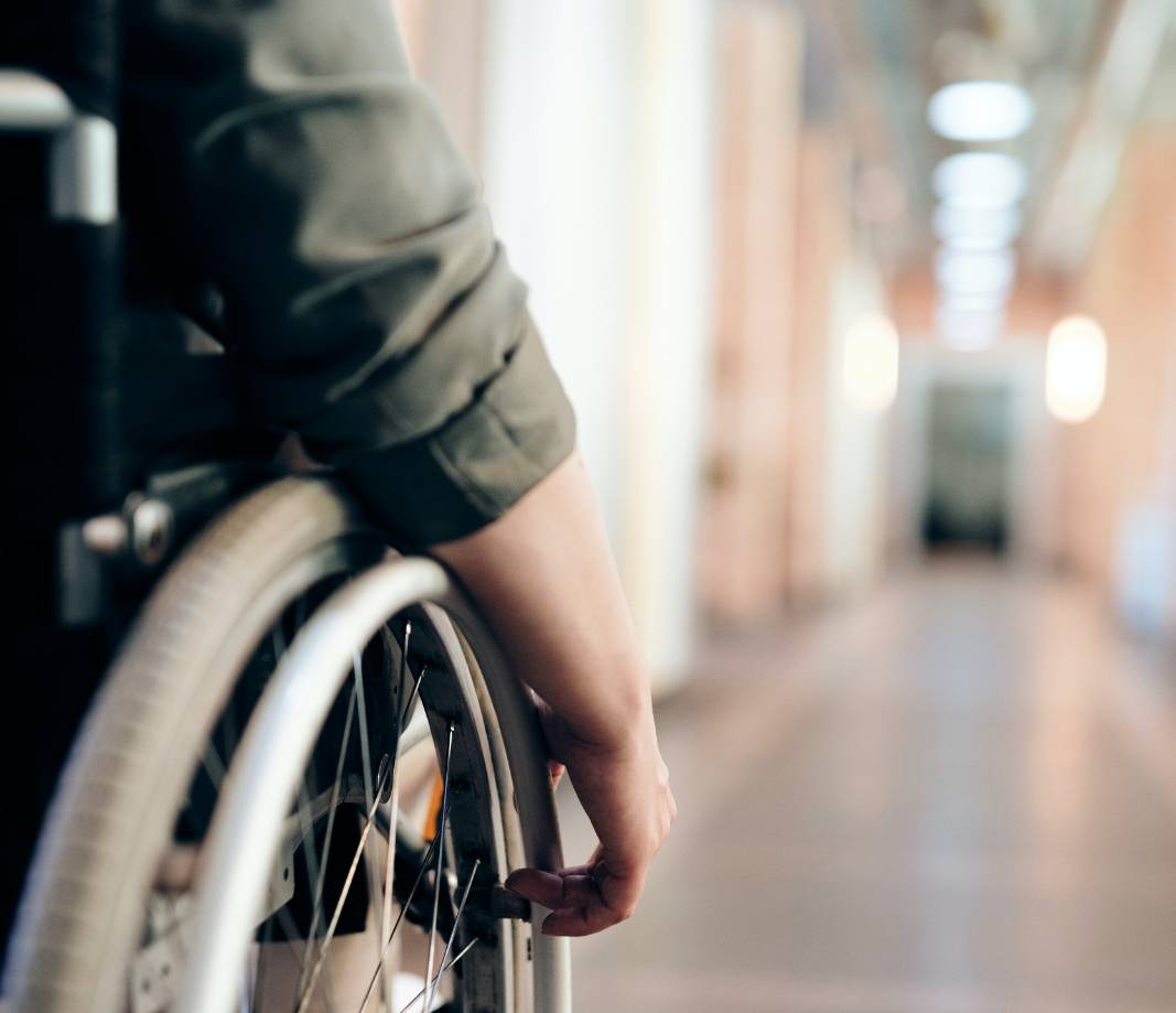 person in wheelchair closeup