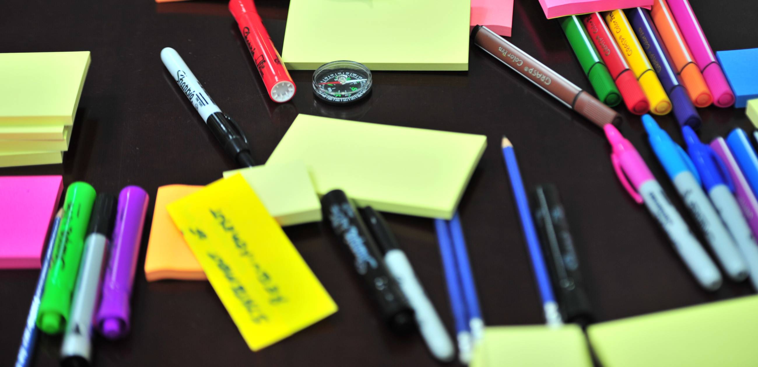 highlighters, post-it notes, and other office supplies